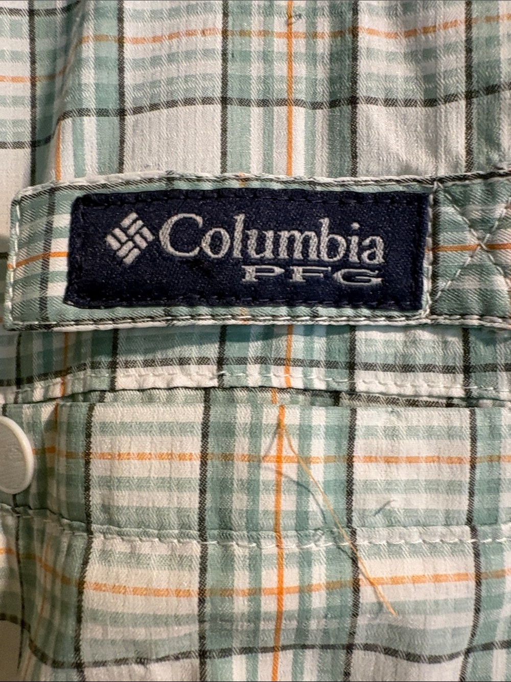 Columbia PFG Plaid Performance Shorts - Mint Green, White & Orange NWT